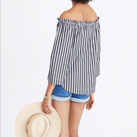 Madewell Shimmer Stripe Off-the-Shoulder Top Sz SM - Picture 3 of 8